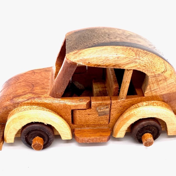 teak Hand Made VW Beetle Car - Picture 1 of 1